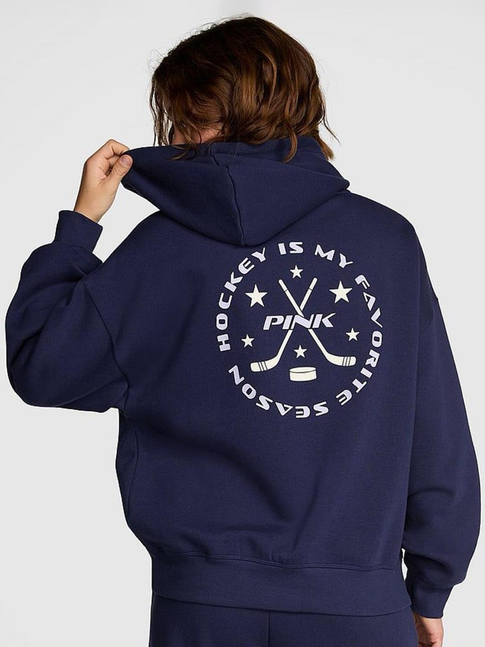 Victorias Secret PINK Navy Hockey Graphic Hoodie